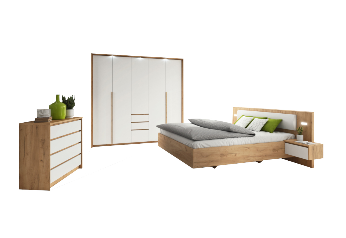Expedo Spálňová zostava LOXEN,  dub craft zlatý/biela