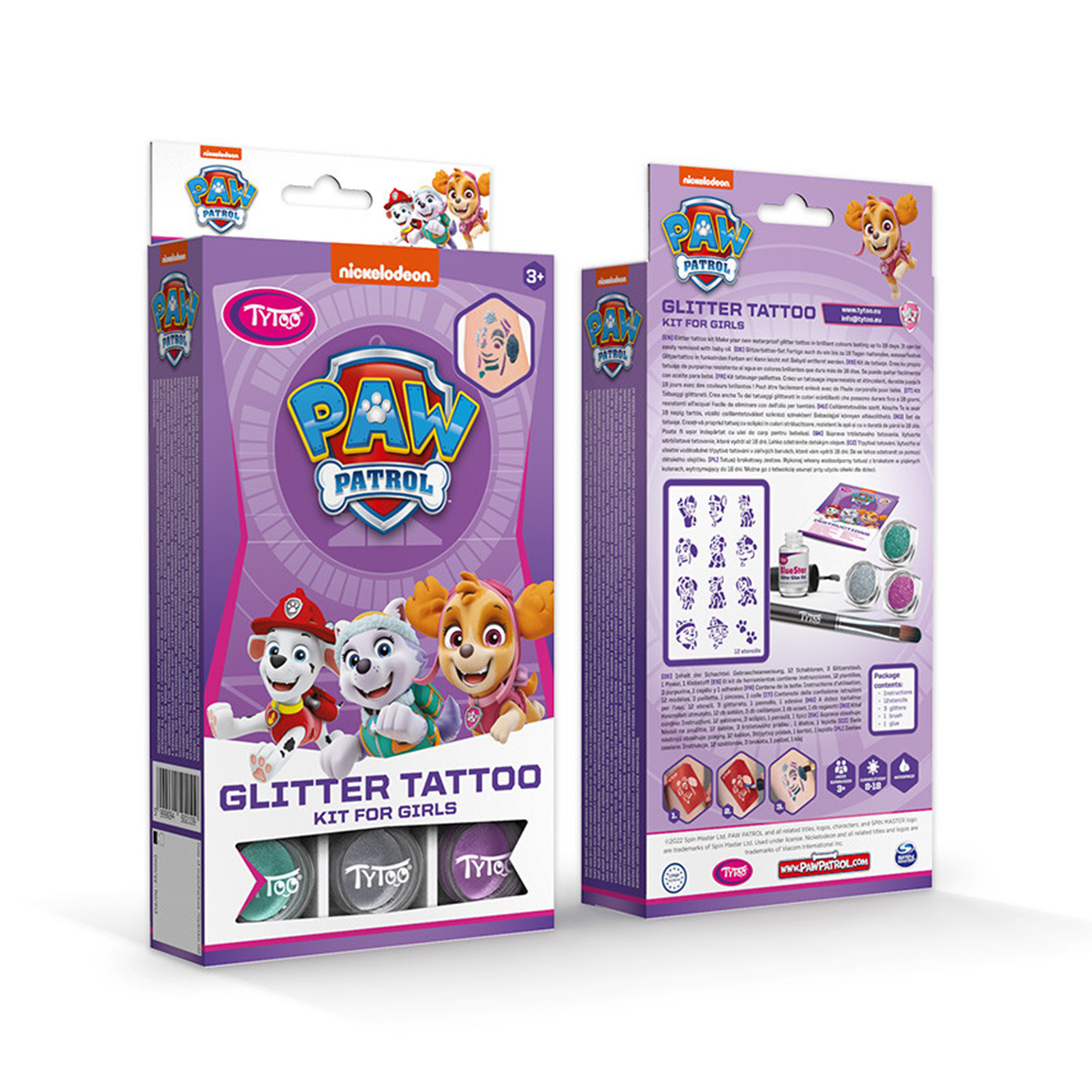 TyToo Paw Patrol dievčenská sada trblietavého tetovania