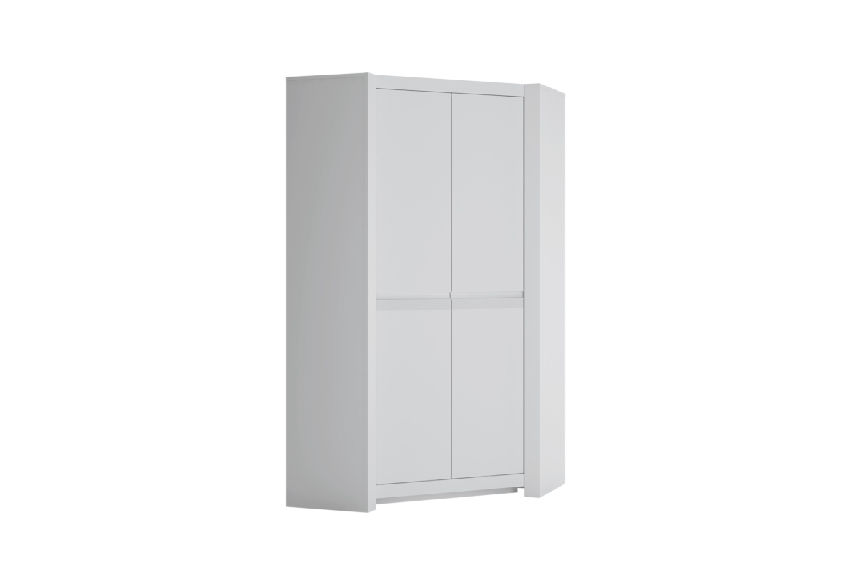 Expedo Rohová šatníková skriňa MANOL, 103x198x103, alpská biela/biela supermat
