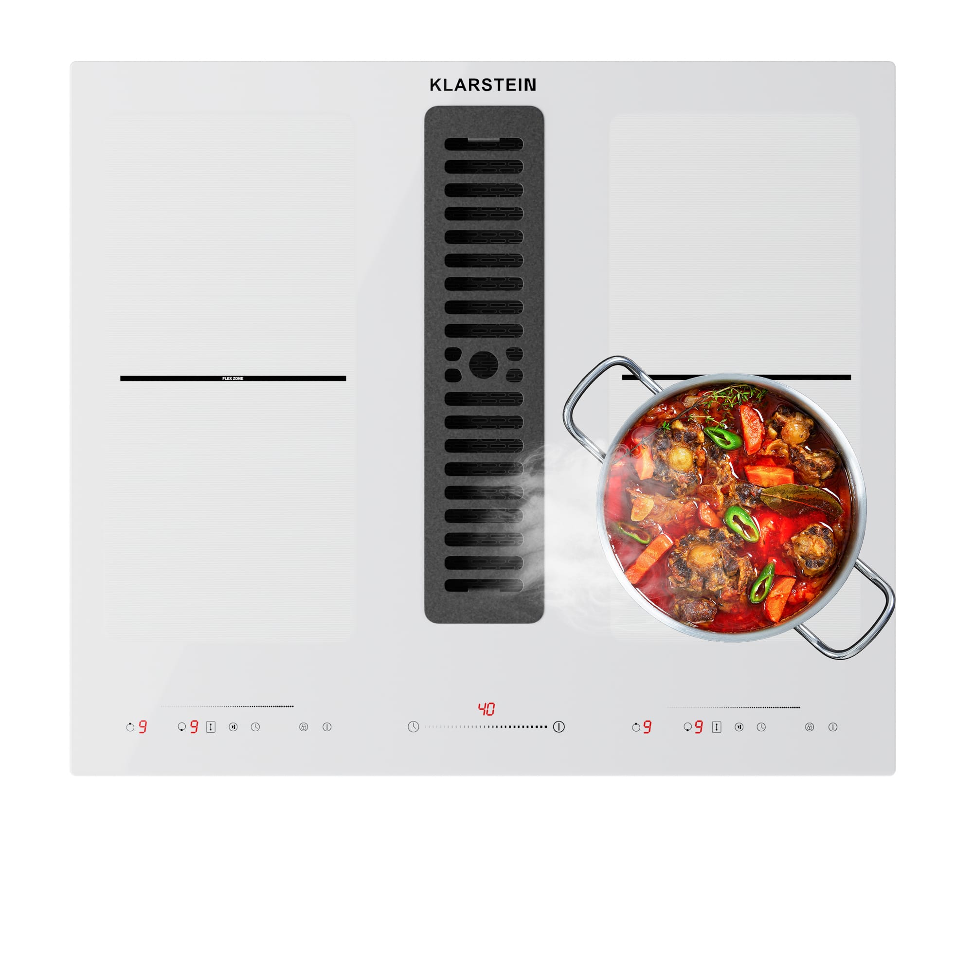 Klarstein Full House 60 Down Air System, indukčná varná doska + digestor, 329 m3/h, EEC A
