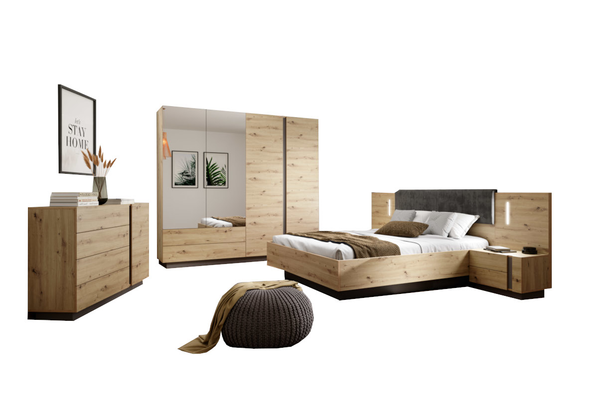 Expedo Spálňová zostava ARMONA, dub artisan/grafit
