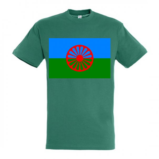 Tričko s rómskou vlajkou - zelené, XL