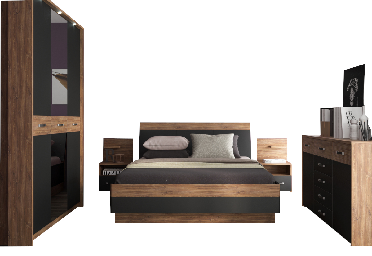 Expedo Spálňová zostava MORACO, dub stirling/čierna mat