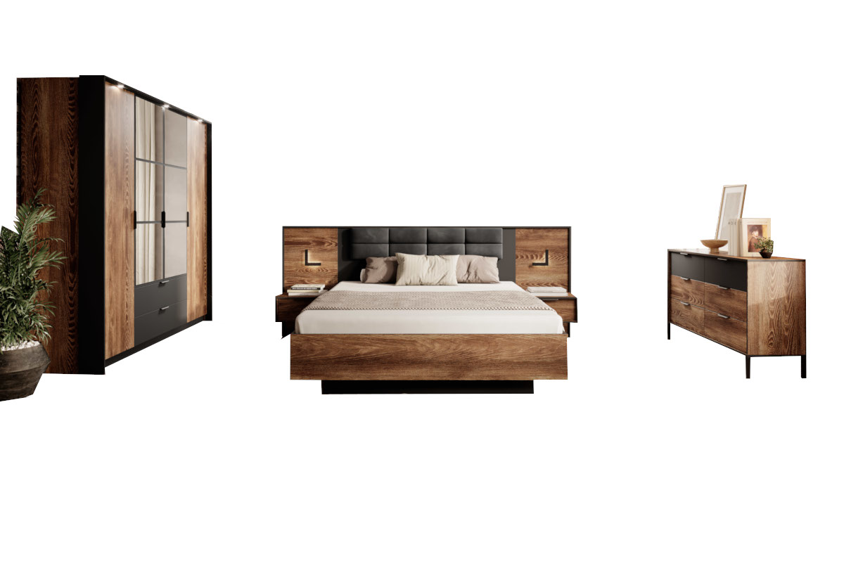 Expedo Spálňová zostava LINTON, kaštan/antracit