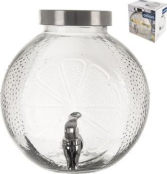 Orion Fľaša sklo/kov Citrus s kohútikom 5,4 l