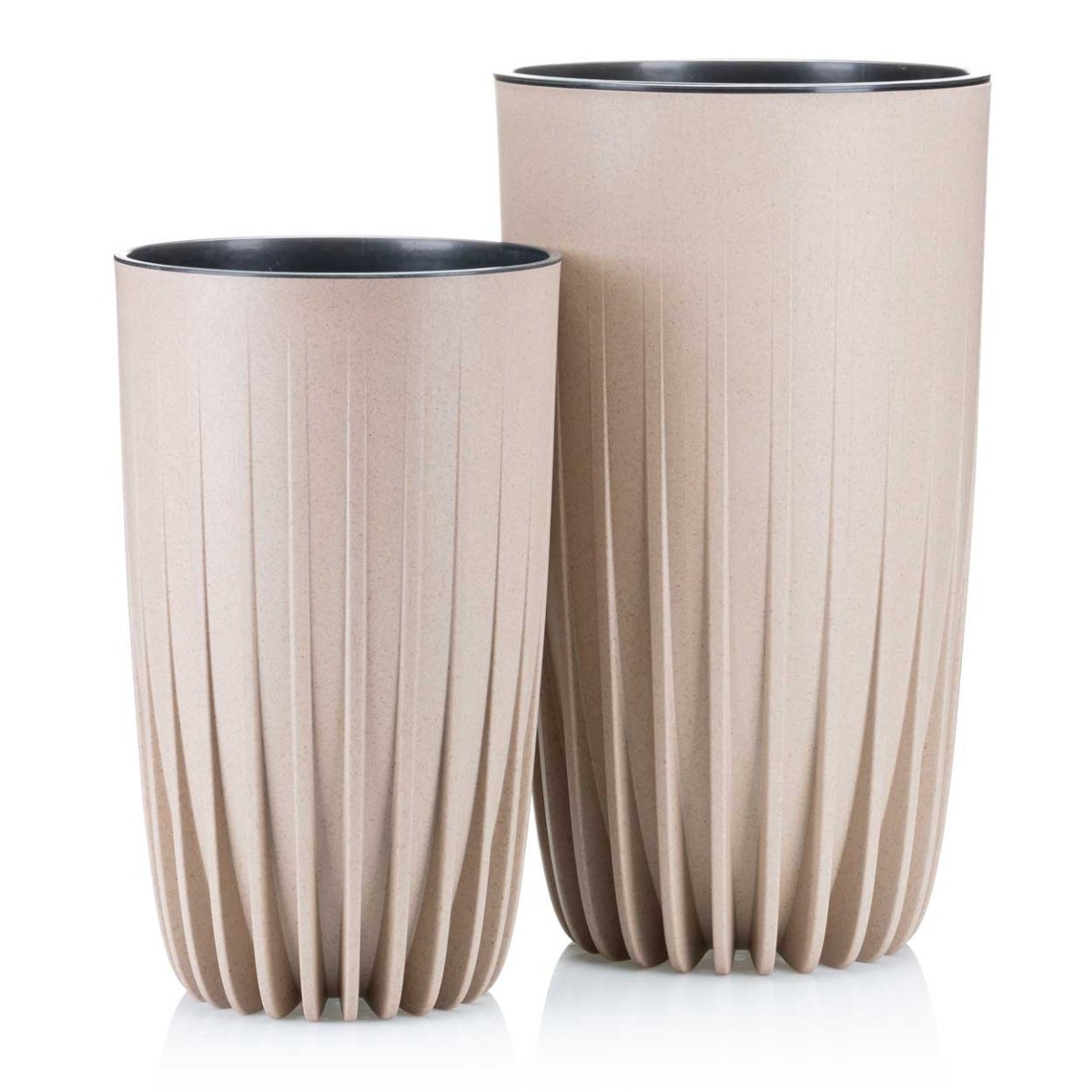 Sada 2 květináčů STRIPPED ECO Latte