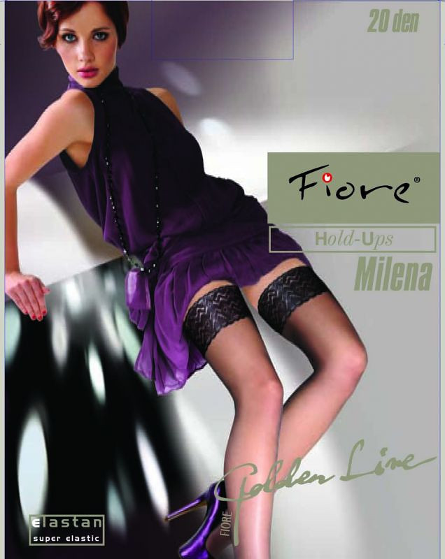 Dámské samodržící punčochy Fiore Milena 20 den černá 2-S