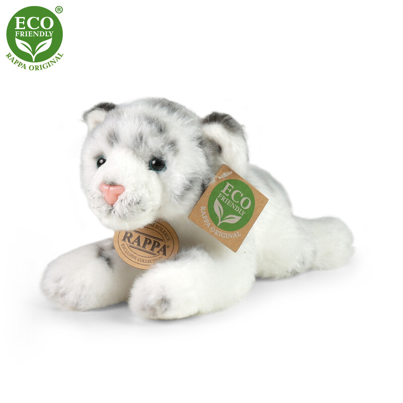 RAPPA - Plyšový tiger biely ležiaci 17 cm ECO-FRIENDLY