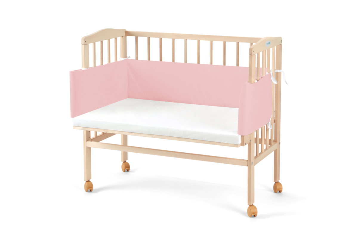 Expedo Prístavná postieľka 2 v 1 s matracom a mantinelom MANULIA, 45/58x85/79x94, hnedá/ružová