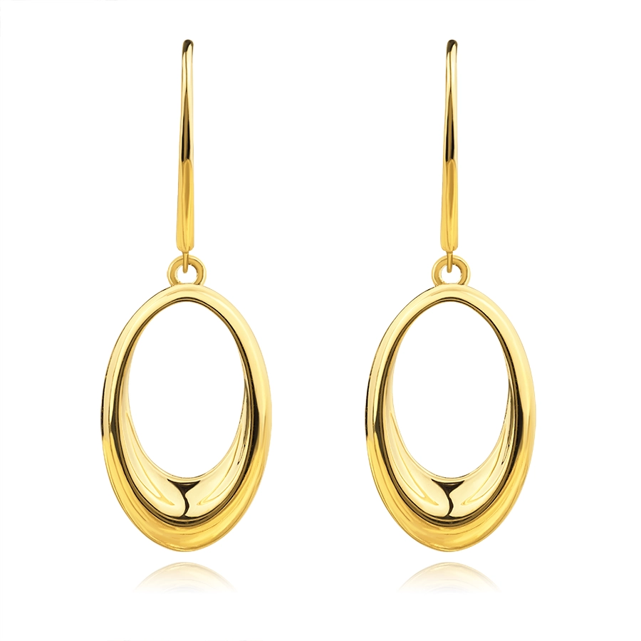 Náušnice zo 14K žltého zlata - hladký ovál, africké háčiky