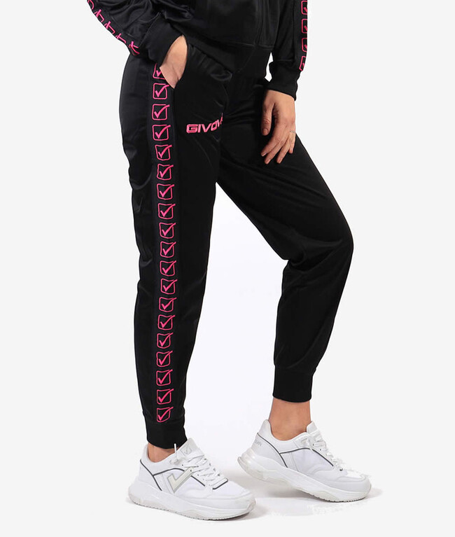 PANTALONE TRICOT BAND NERO/FUXIA FLUO Tg. 2XL