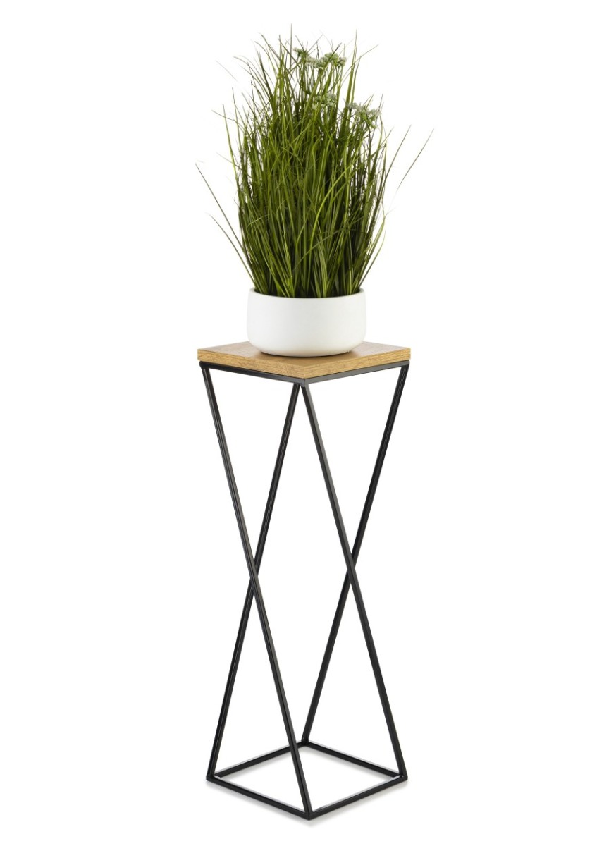 Květinový stojan LOFT I 70 cm černý/dub lancelot