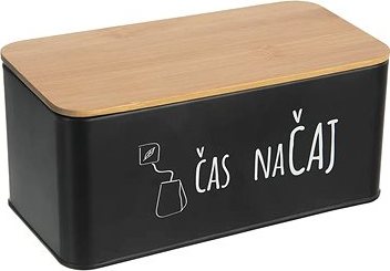 Orion Dóza Čas na čaj BLACK CZ, SK 20,3 × 10,3 × 9 cm, plech/bambus