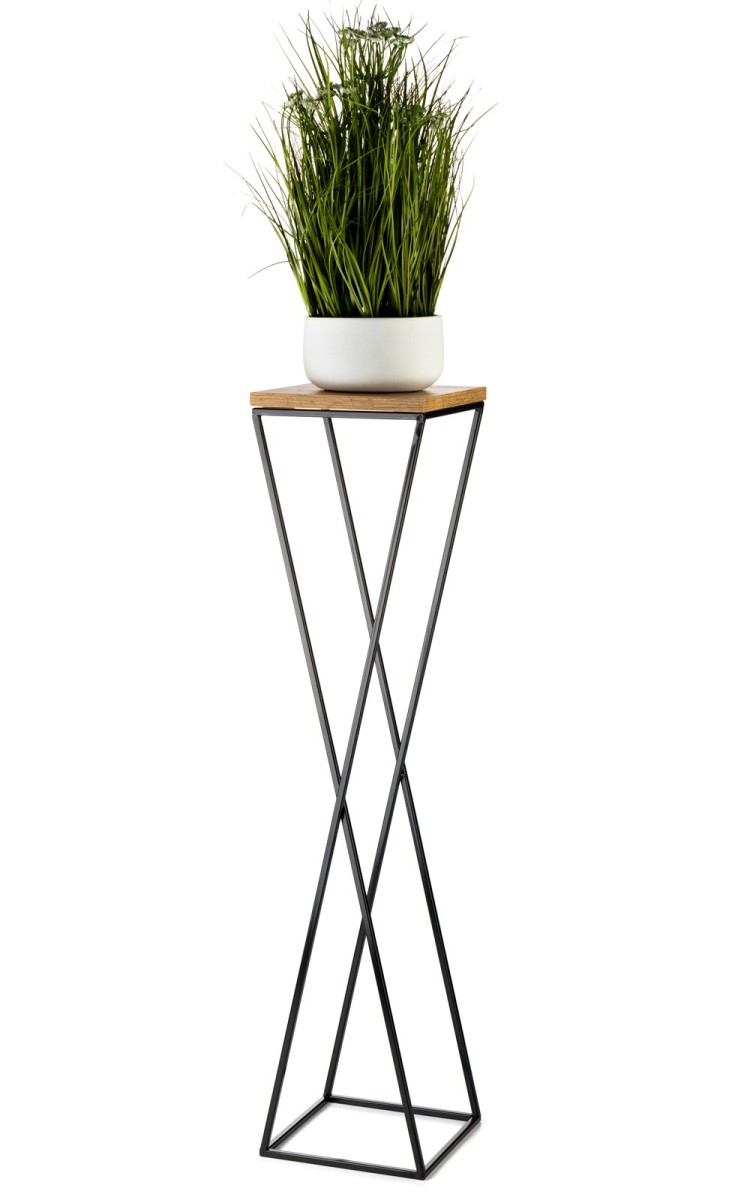 Květinový stojan LOFT II 100 cm černý/dub lancelot