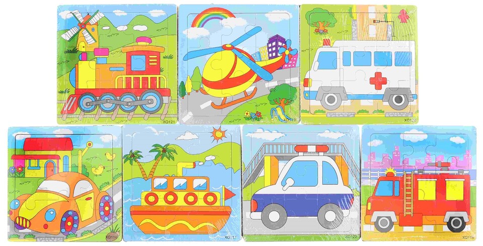 Drevené puzzle Dopravné prostriedky 9ks