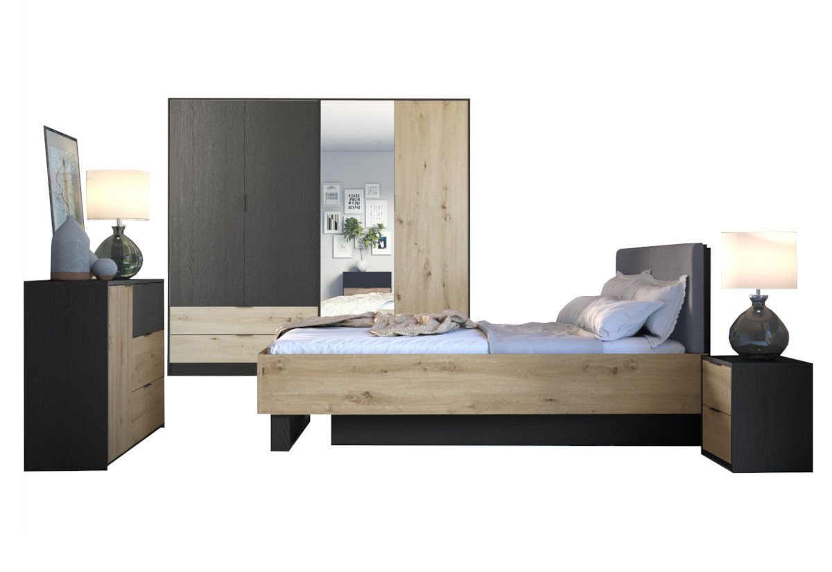 Expedo Spálňová zostava SALAS, černá/dub artisan