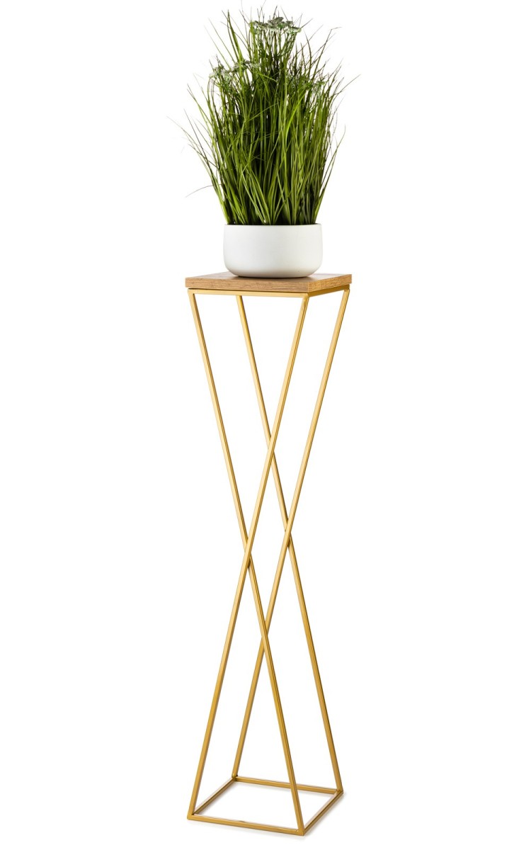 Květinový stojan LOFT II 100 cm zlatý/dub lancelot
