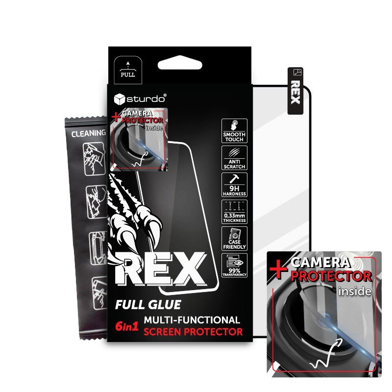 STURDO FMO-2074-XIA-N13PP REX OCHRANNE SKLO XIAOMI REDMI NOTE 13 PRO+ 5G , CIERNE (6V1 FULL GLUE)