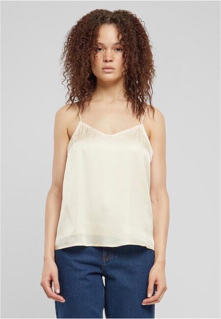 Urban Classics Ladies Viscose Satin Slip Top whitesand - XS