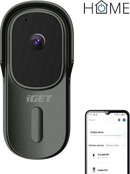 iGET HOME Doorbell DS1 Anthracite - batériový wifi video zvonček s Full HD prenosom obrazu a zvuku