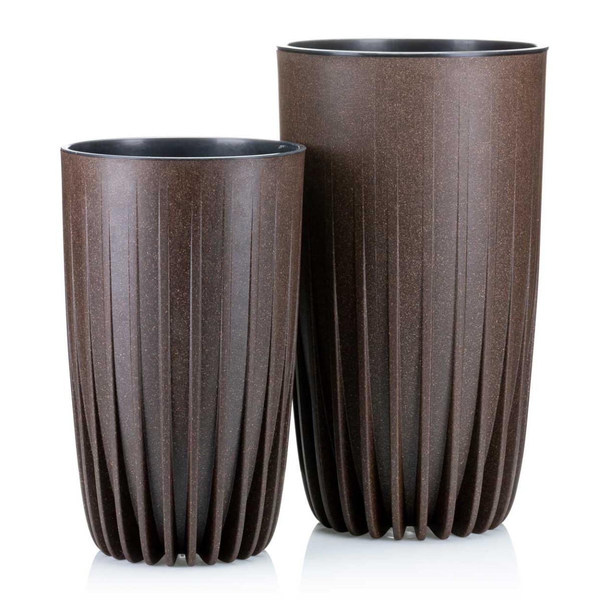 Sada 2 květináčů STRIPPED ECO kávově hnědá/Espresso