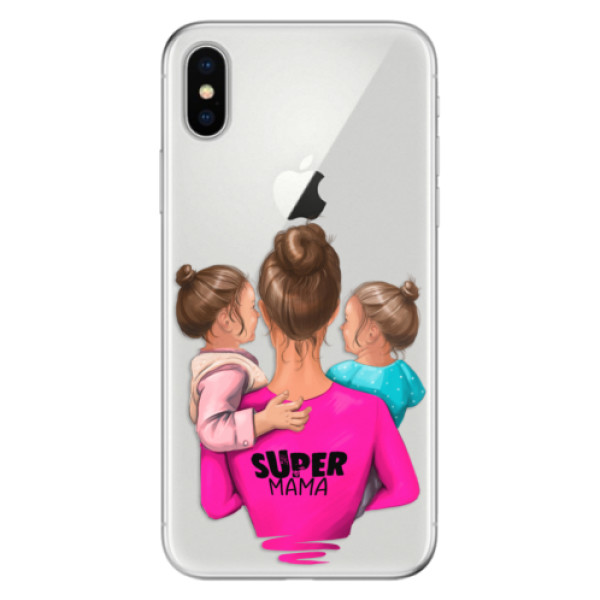 Odolné silikónové puzdro iSaprio - Super Mama - Two Girls - iPhone X