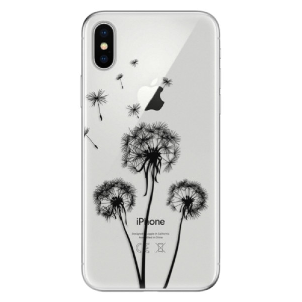 Odolné silikónové puzdro iSaprio - Three Dandelions - black - iPhone X