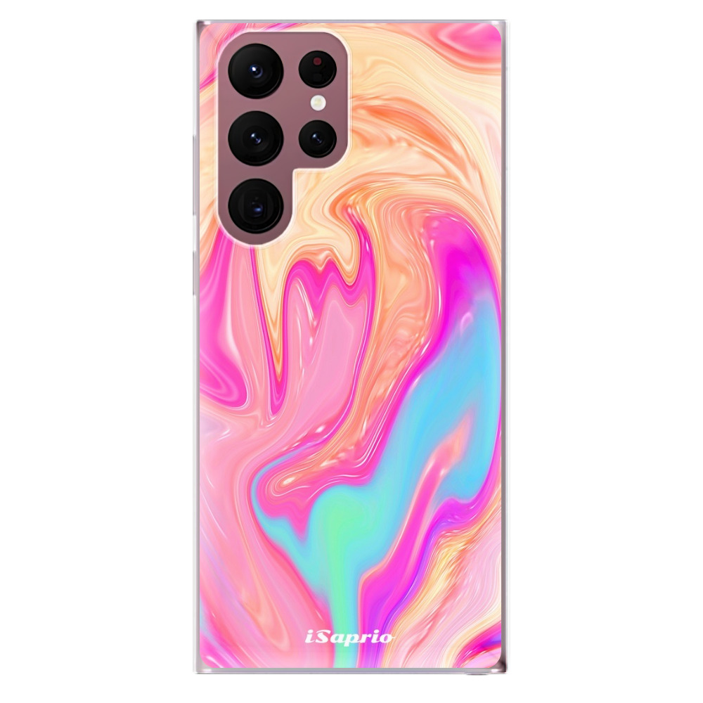 Odolné silikónové puzdro iSaprio - Orange Liquid - Samsung Galaxy S22 Ultra 5G