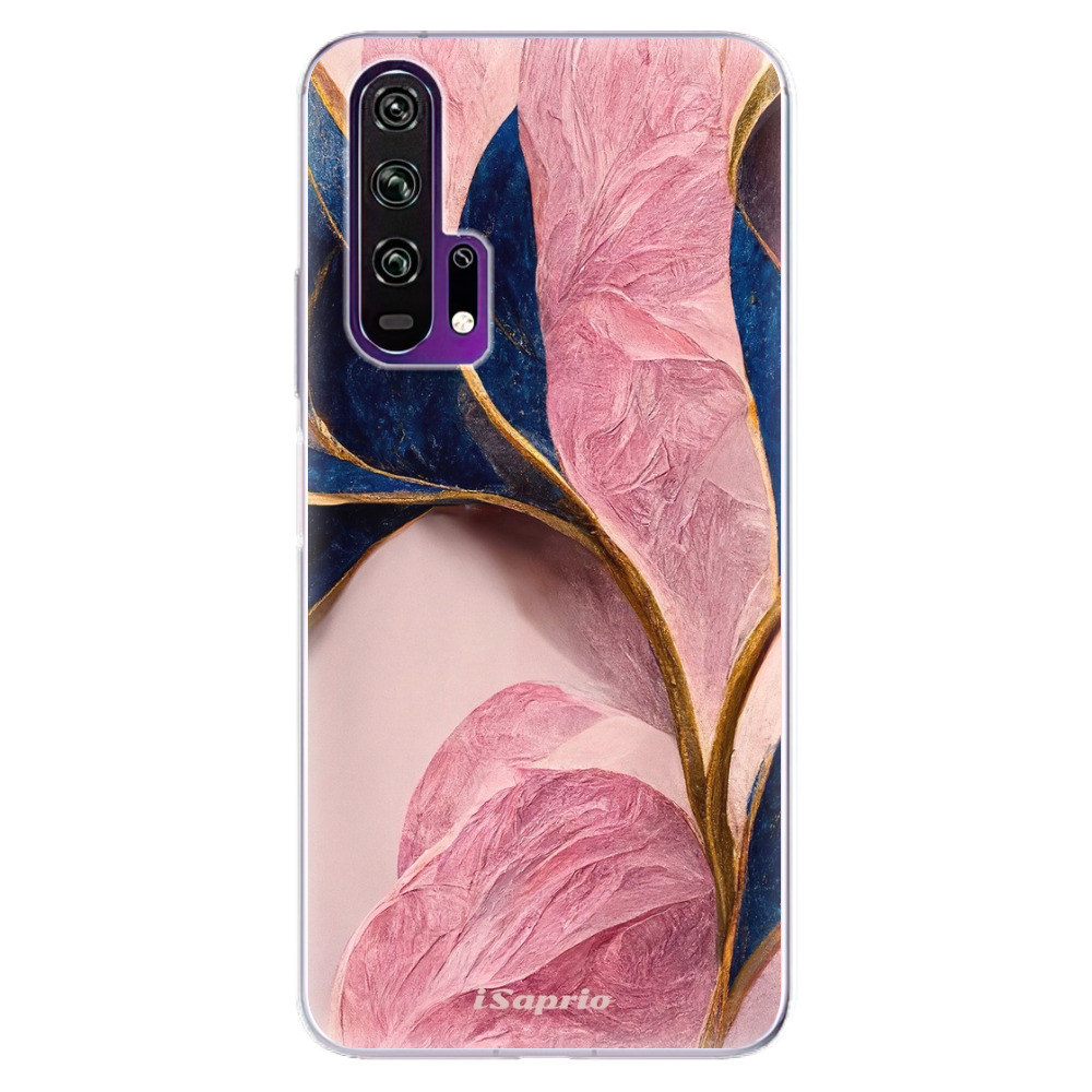 Odolné silikónové puzdro iSaprio - Pink Blue Leaves - Honor 20 Pro