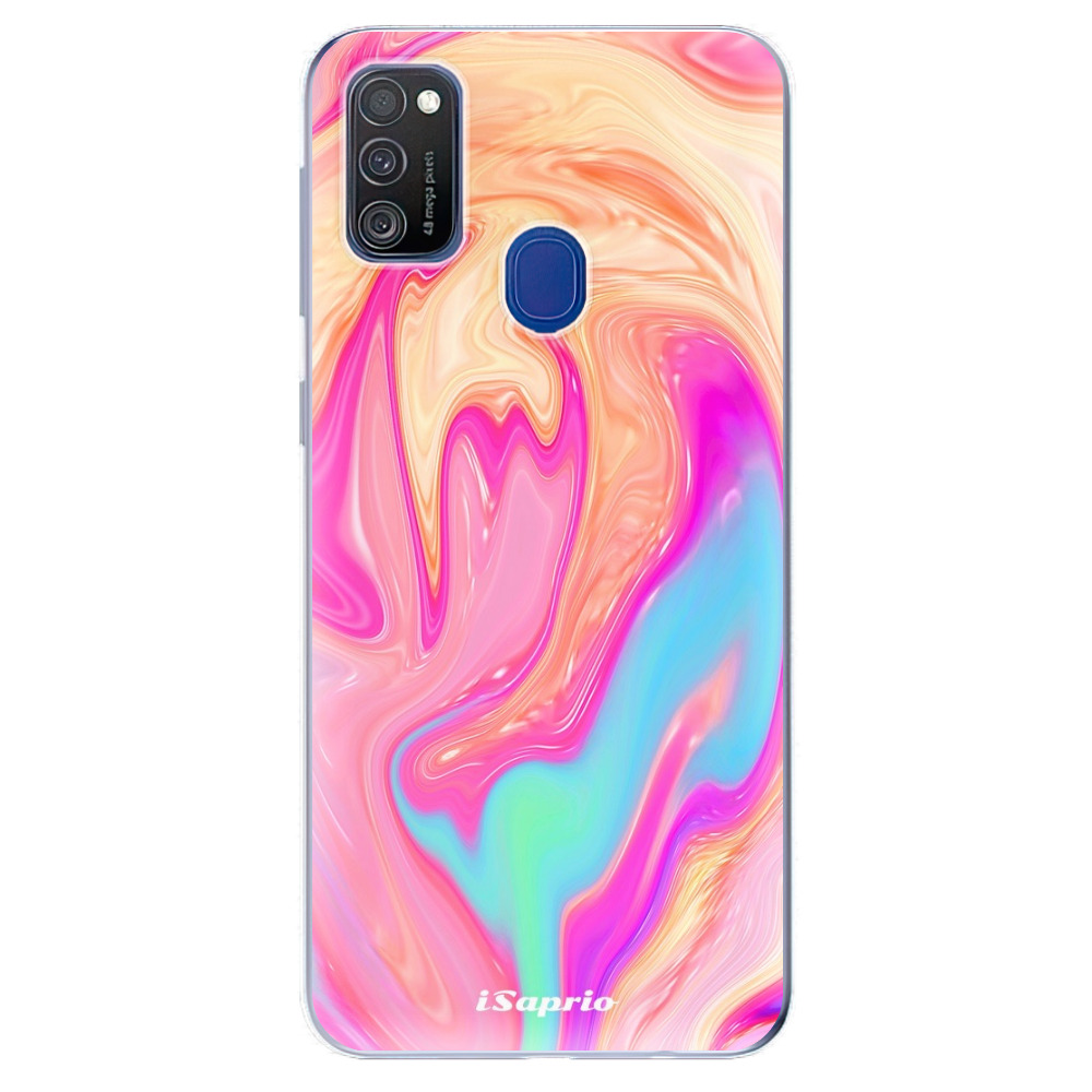 Odolné silikónové puzdro iSaprio - Orange Liquid - Samsung Galaxy M21