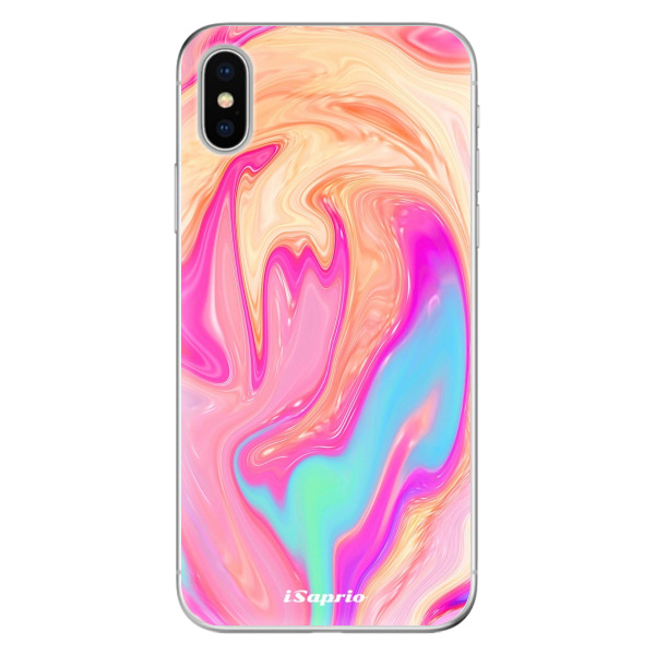 Odolné silikónové puzdro iSaprio - Orange Liquid - iPhone X