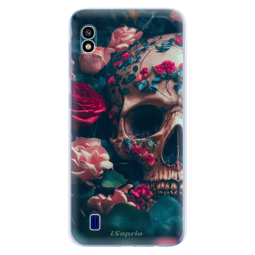 Odolné silikónové puzdro iSaprio - Skull in Roses - Samsung Galaxy A10