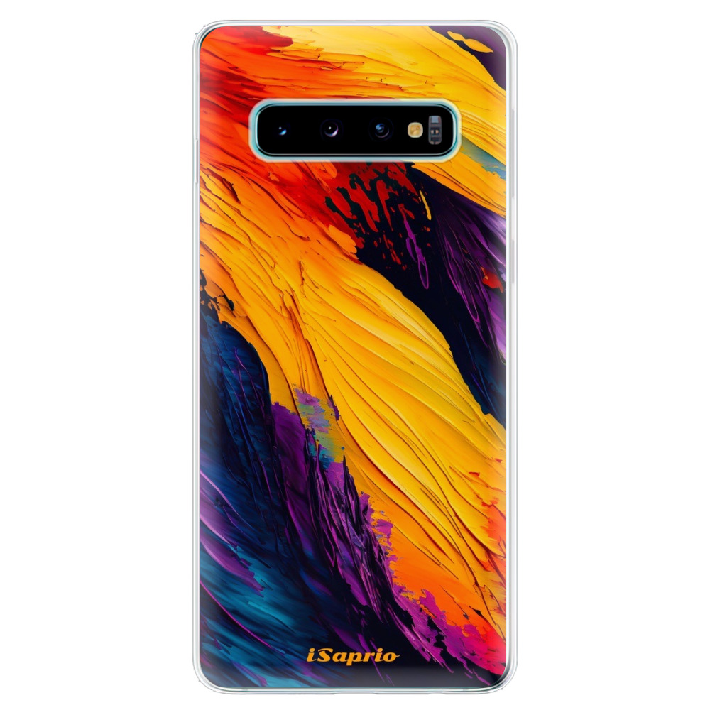 Odolné silikónové puzdro iSaprio - Orange Paint - Samsung Galaxy S10