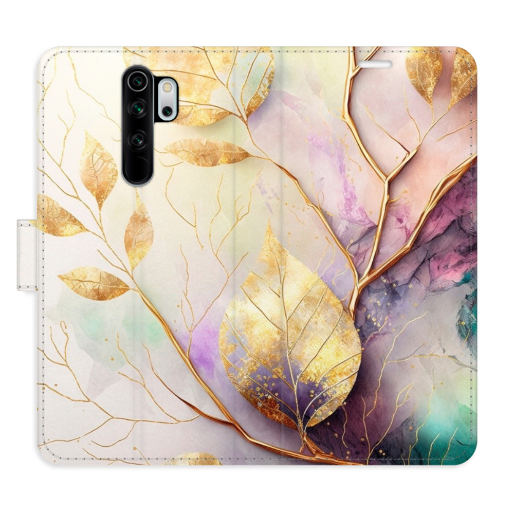 Flipové puzdro iSaprio - Gold Leaves 02 - Xiaomi Redmi Note 8 Pro