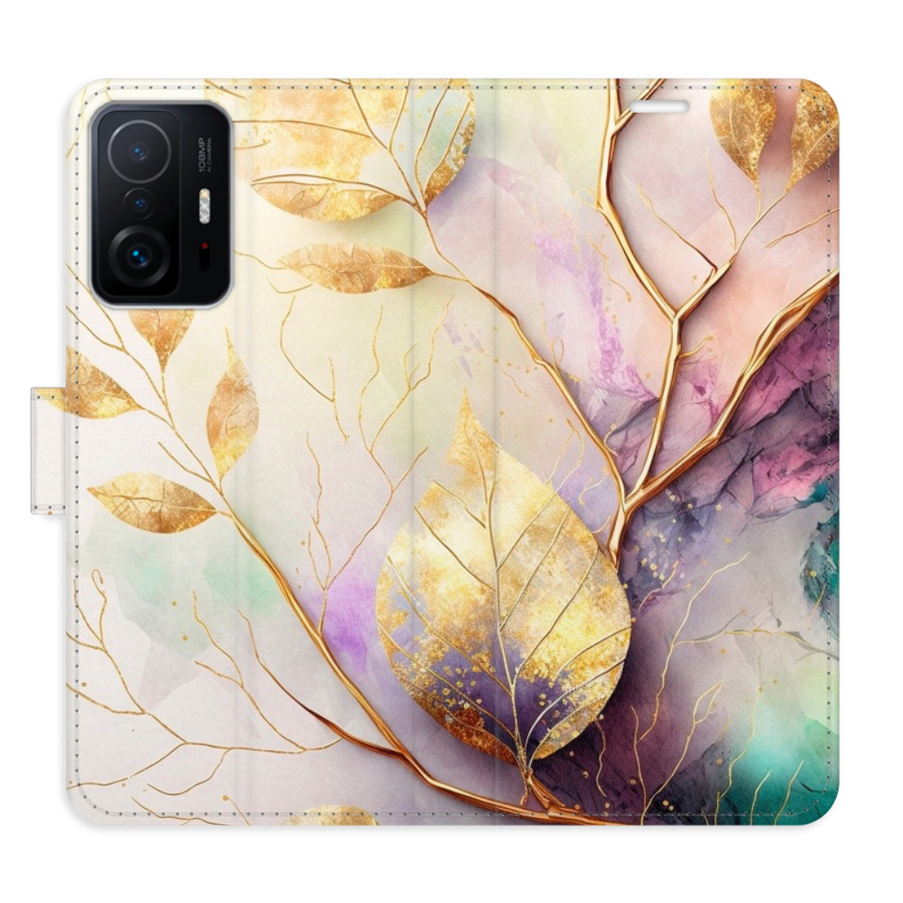Flipové puzdro iSaprio - Gold Leaves 02 - Xiaomi 11T / 11T Pro