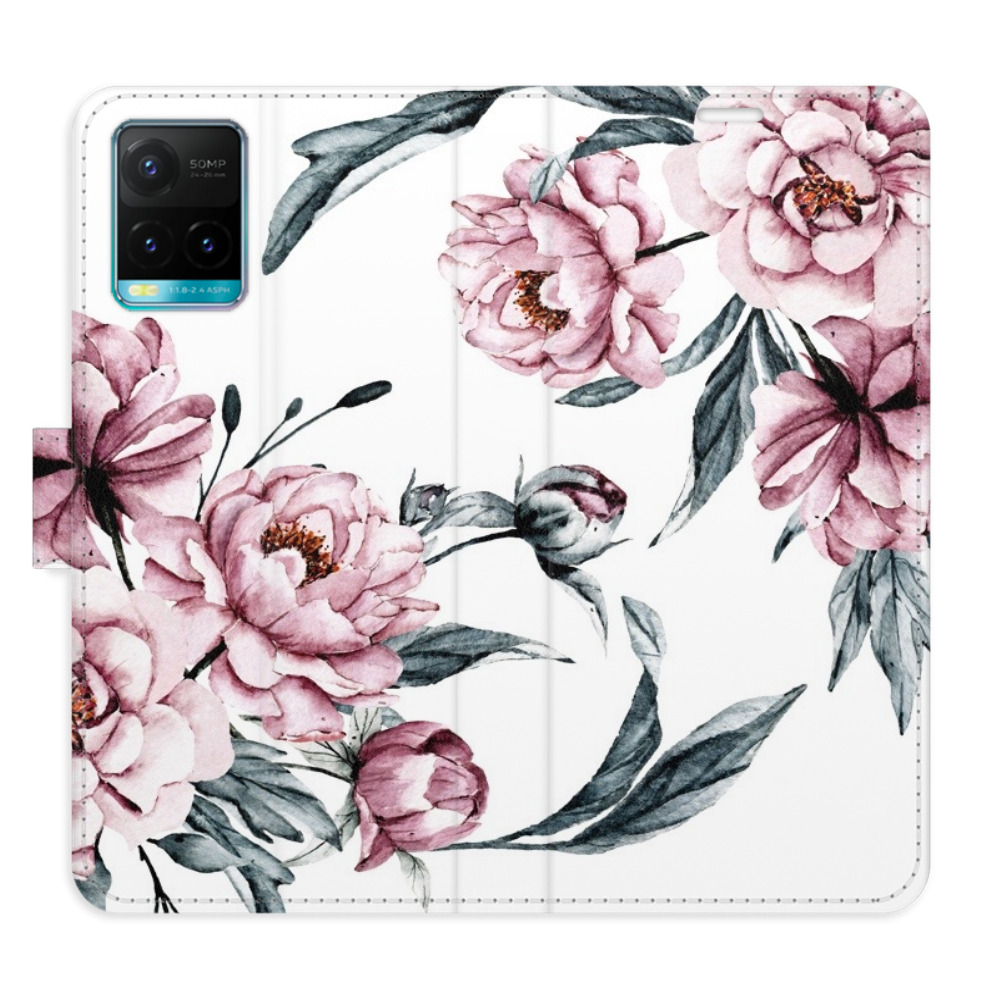 Flipové puzdro iSaprio - Pink Flowers - Vivo Y21 / Y21s / Y33s