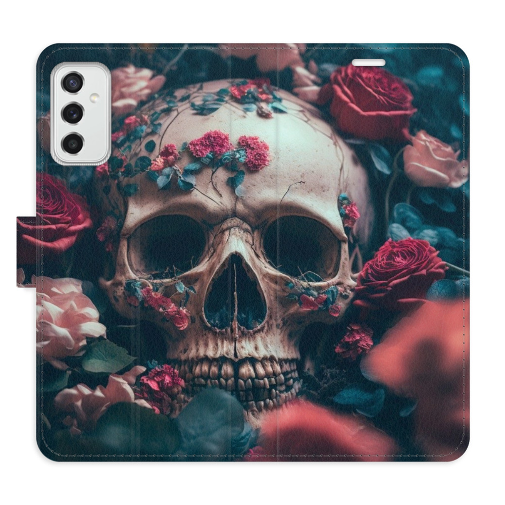 Flipové puzdro iSaprio - Skull in Roses 02 - Samsung Galaxy M52 5G