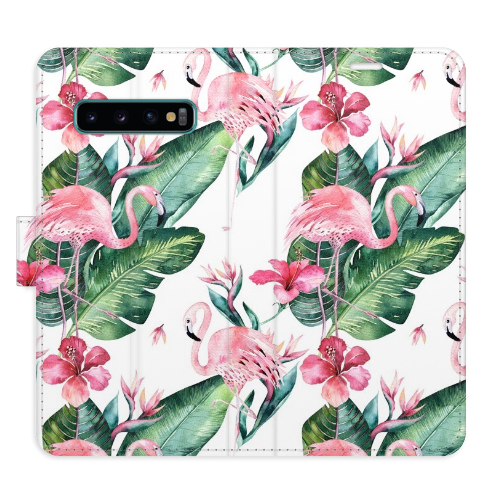 Flipové puzdro iSaprio - Flamingos Pattern - Samsung Galaxy S10