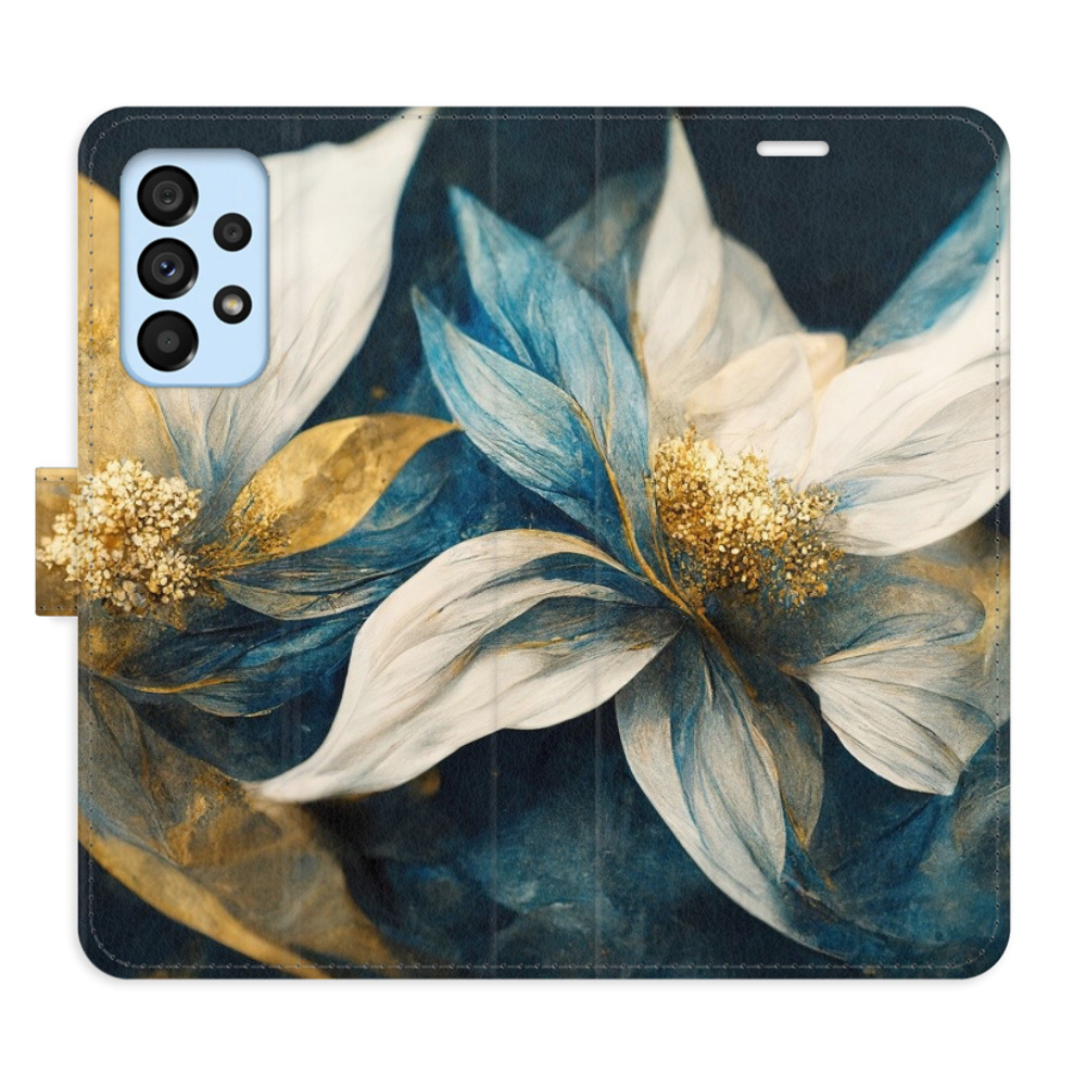 Flipové puzdro iSaprio - Gold Flowers - Samsung Galaxy A53 5G