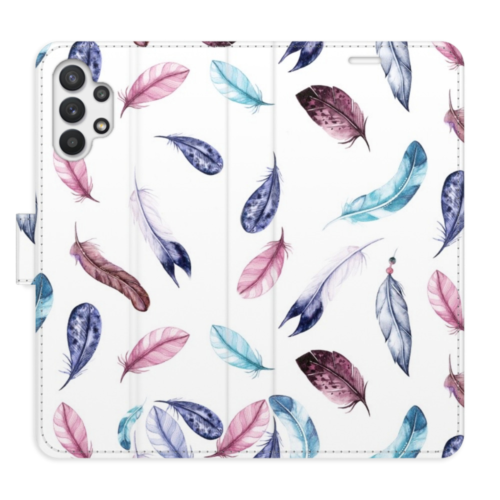 Flipové puzdro iSaprio - Colorful Feathers - Samsung Galaxy A32 5G