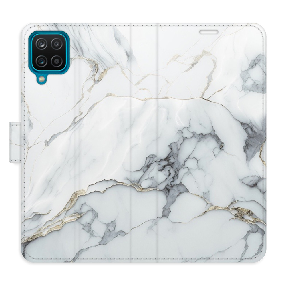 Flipové puzdro iSaprio - SilverMarble 15 - Samsung Galaxy A12