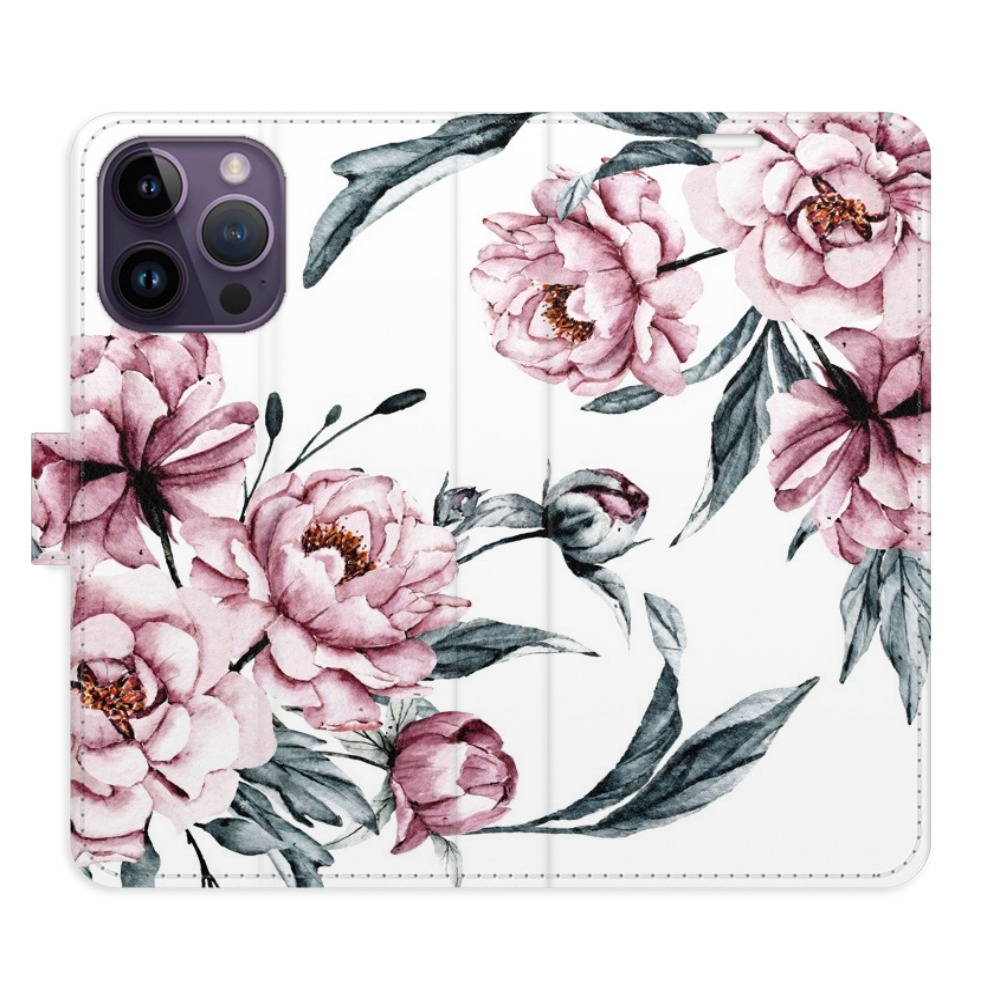 Flipové puzdro iSaprio - Pink Flowers - iPhone 14 Pro Max