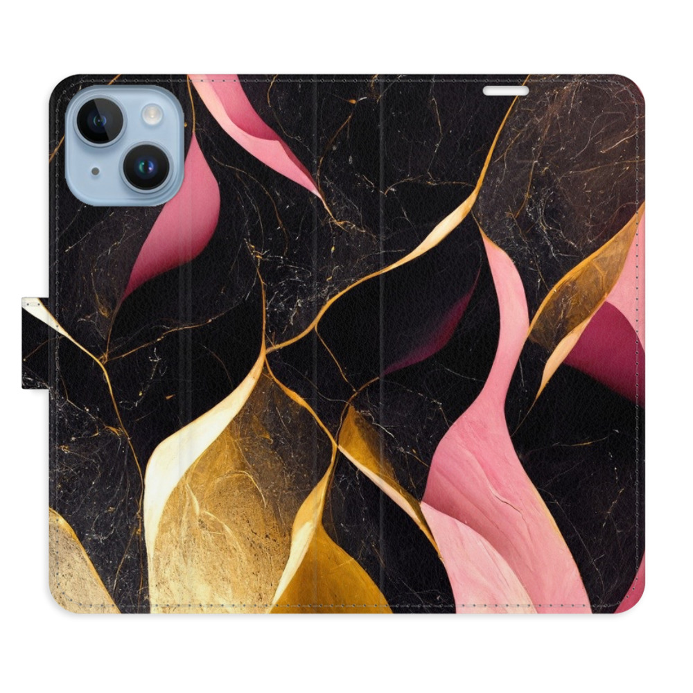 Flipové puzdro iSaprio - Gold Pink Marble 02 - iPhone 14