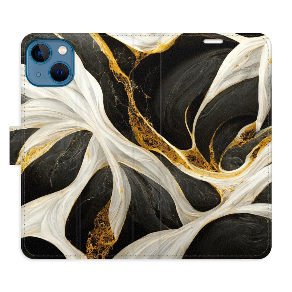 Flipové puzdro iSaprio - BlackGold Marble - iPhone 13