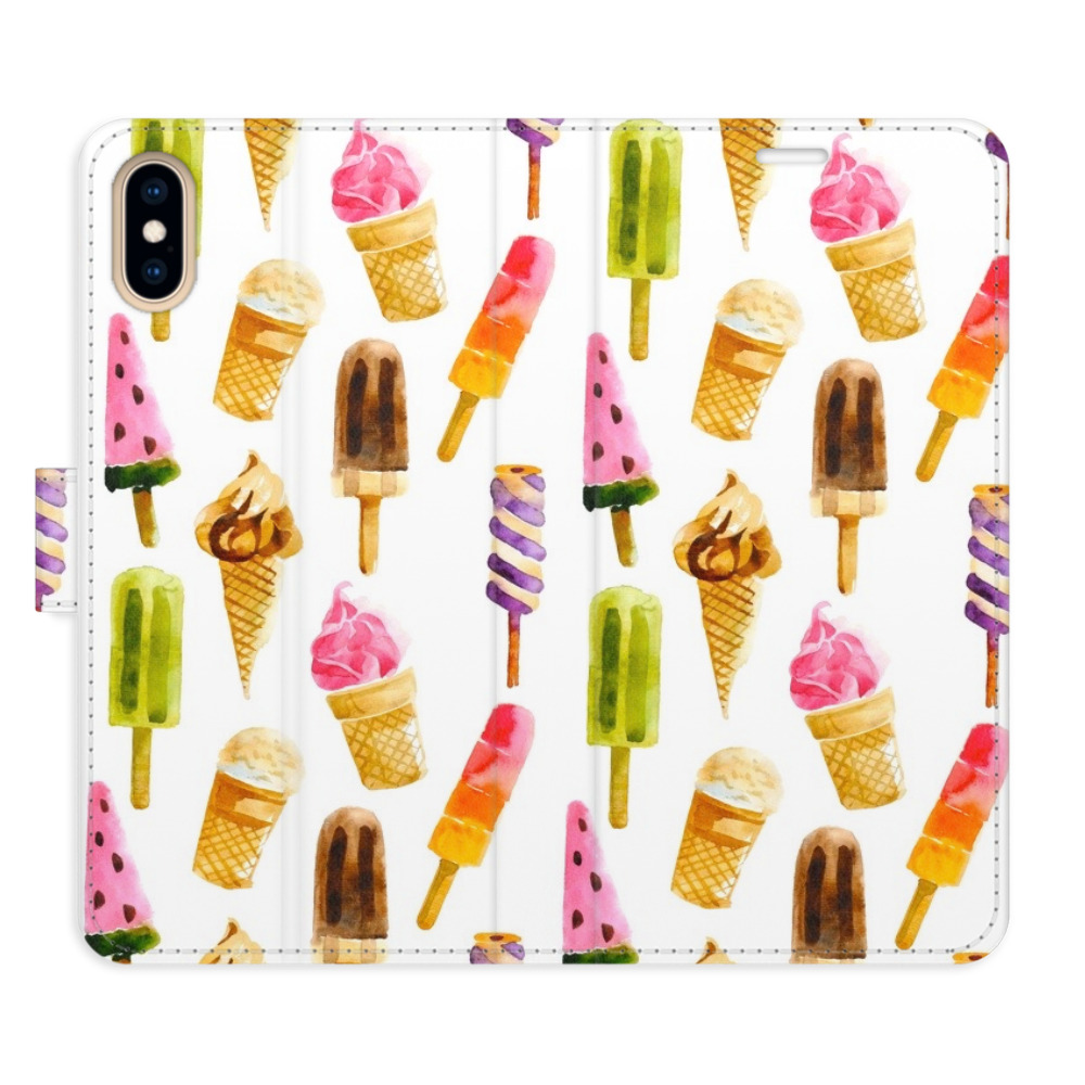 Flipové puzdro iSaprio - Ice Cream Pattern - iPhone X/XS