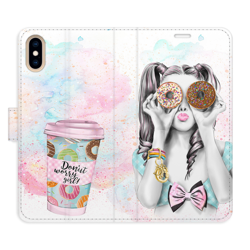 Flipové puzdro iSaprio - Donut Worry Girl - iPhone X/XS
