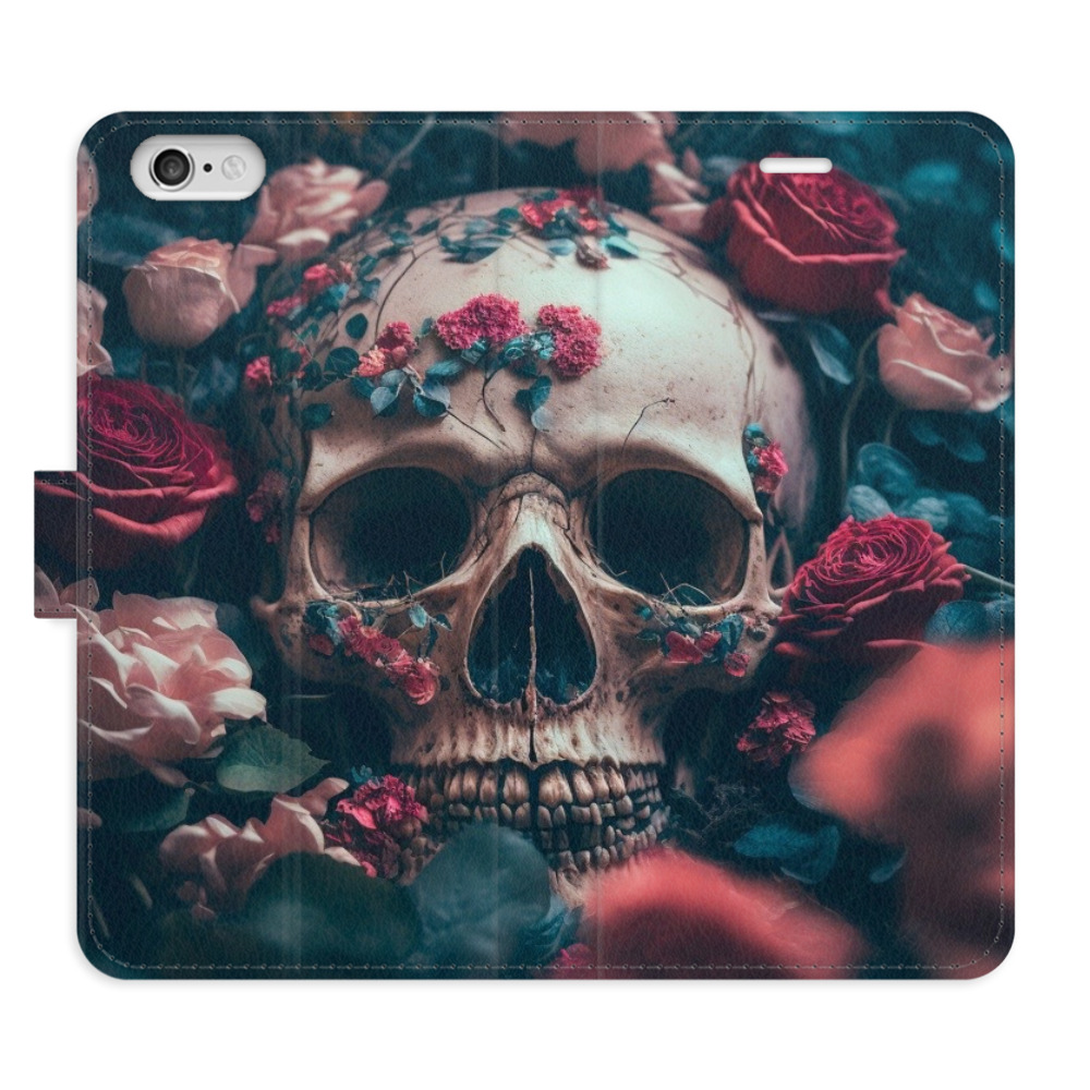 Flipové puzdro iSaprio - Skull in Roses 02 - iPhone 6/6S