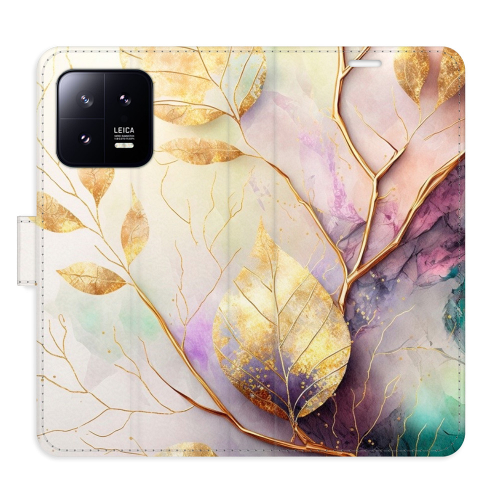 Flipové puzdro iSaprio - Gold Leaves 02 - Xiaomi 13