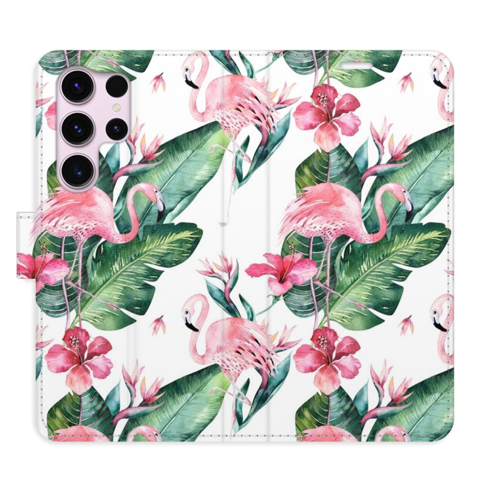Flipové puzdro iSaprio - Flamingos Pattern - Samsung Galaxy S23 Ultra