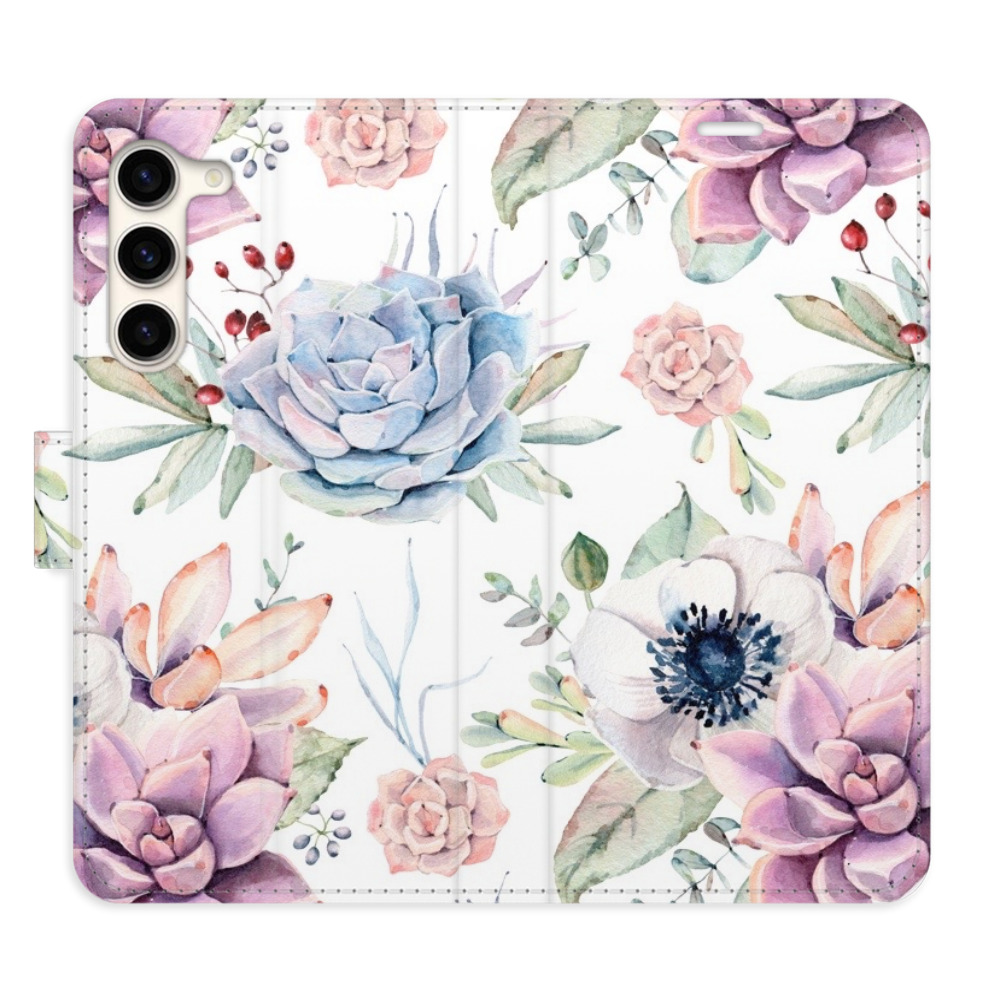 Flipové puzdro iSaprio - Succulents Pattern - Samsung Galaxy S23+ 5G